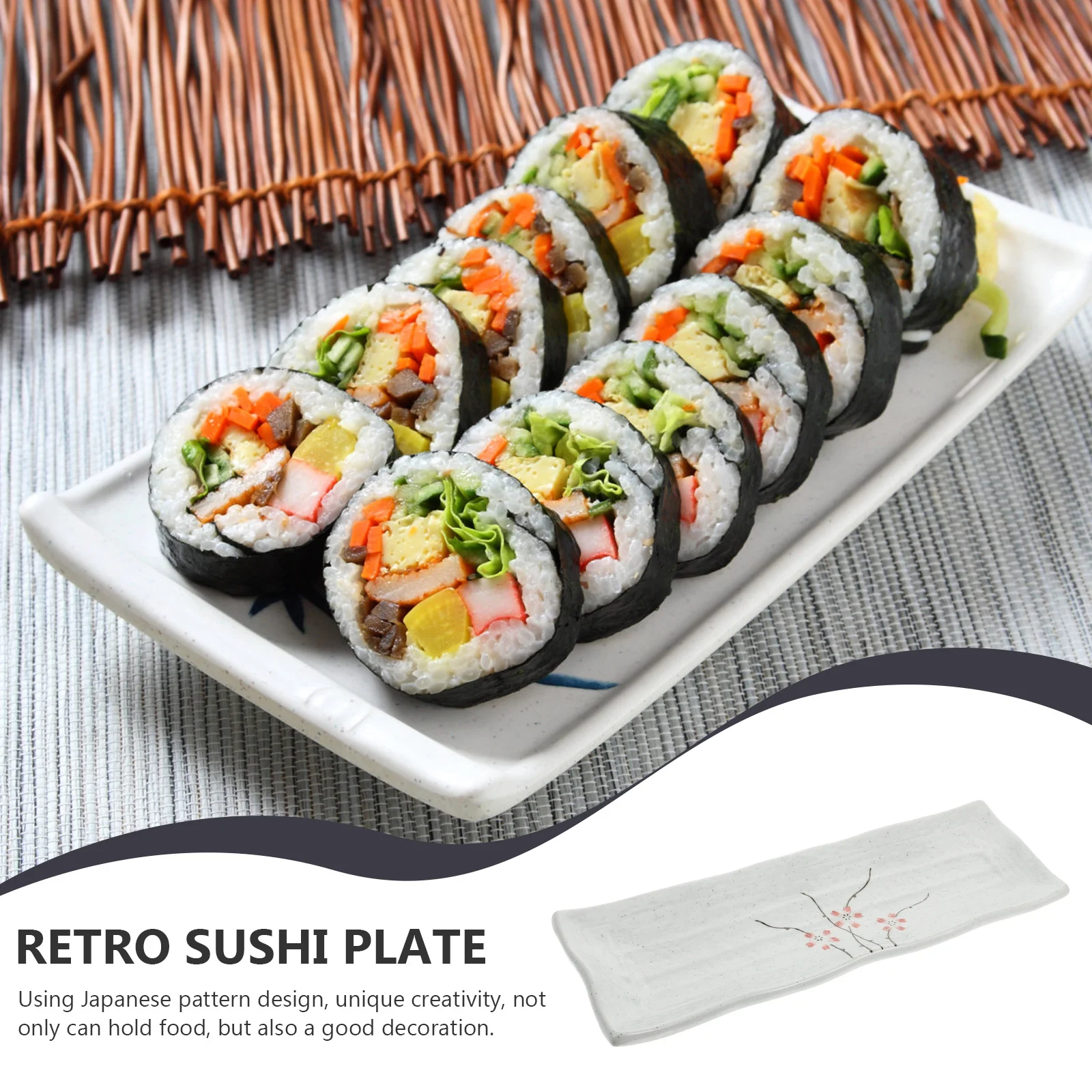 

Sushi Plates Japanese Serving Dishes Tableware Platter Ceramic Sashimi Tray Household