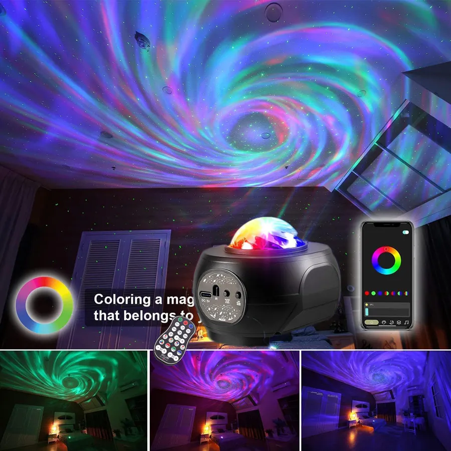 M1 Aurora Galaxy Rotation APP Sky Projection DJ Disco Party Light Green Laser Stars Night Music Birthday Christmas Atmosphere