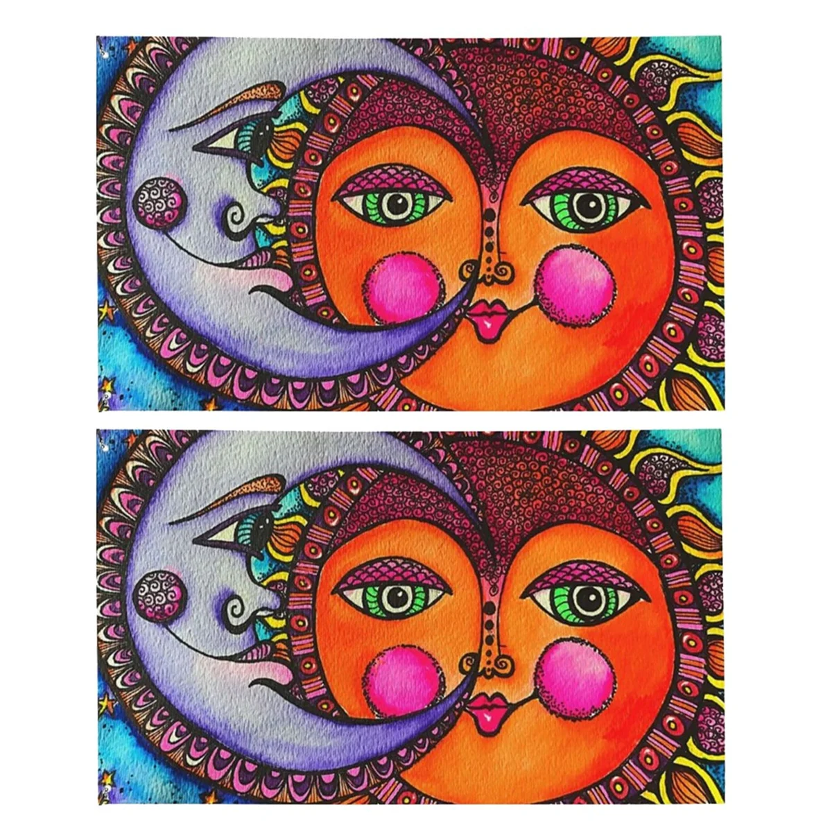 

A71P Outdoor Flag Sun and Moon Celestial Hippie Art Flag Garden Flag for Outdoor, Lawn, Porch, Balcony.