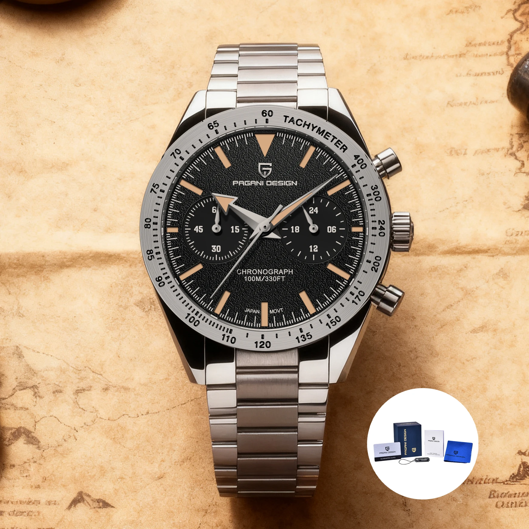 PAGANI DESIGN Men's Watches Retro Pilot Quartz Watch Men 2026 New Stainless steel Sport Chronograph Wrist watch For Men Gift Box
