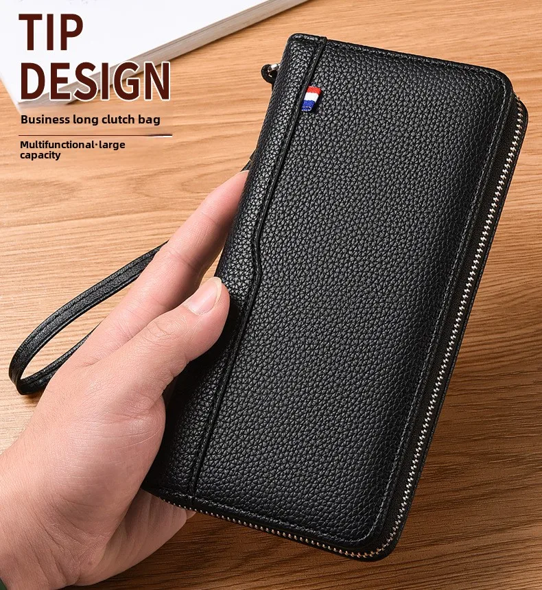 Mode männer Brieftasche Lange Zip Karte Halter Business Casual Geldbörse Für Jugend Koreanischen Stil Multi-Tasche Schlanke Handtasche – Detail 1