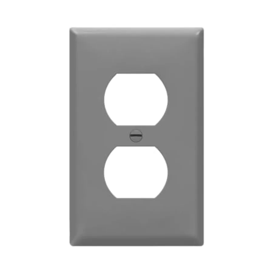

Duplex Receptacle Outlet Wall Plate, 1-Gang 4.50" x 2.76", Unbreakable Polycarbonate Thermoplastic, UL Listed, 8821-GY