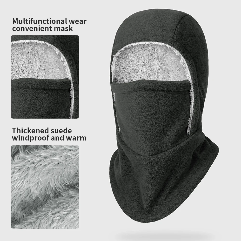 

Windproof Cycling Face Mask Winter Head Cover Hat Integrated Neck Guard Adding Fleece Thickened Heat Accumulation Keep Warm