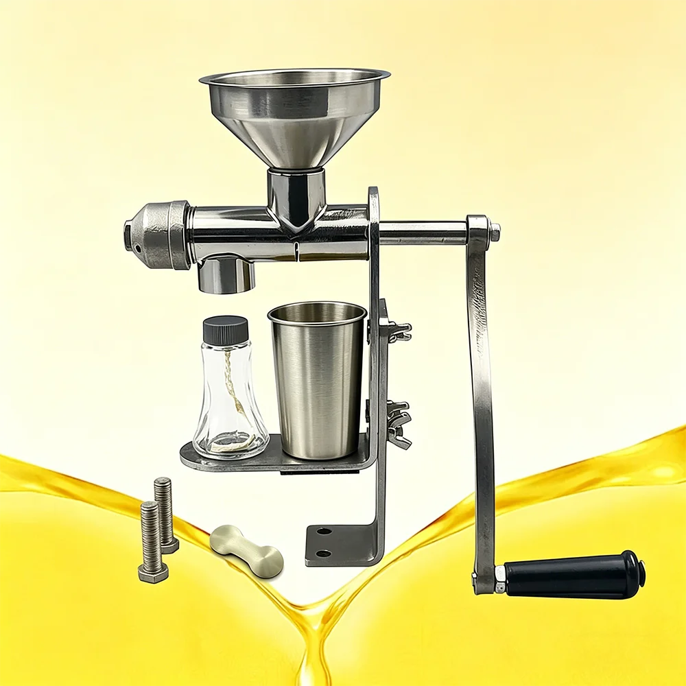 Operated Oil Extractor for Small Batch Peanut Walnut Castor Oil Making Mini Manual Oil Press Stainless Steel Portable Hand