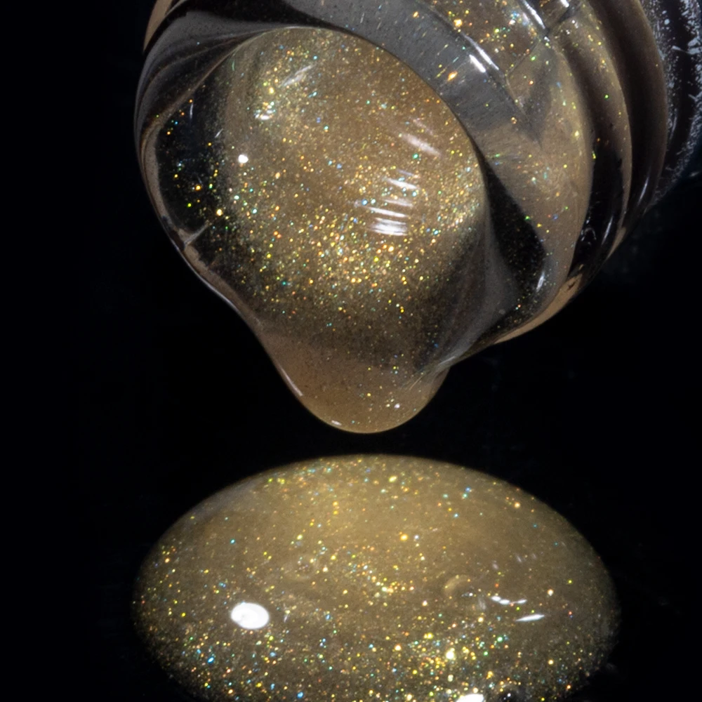 KODIES GEL Sparkle Top Coat Gel Nail Polish 2 IN 1 Shimmery Gold Gel Finish Sealer No Sticky Semi Permanent UV Manicure Nail Art