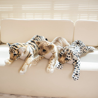 39cm-49cm Realistic Wild Animal Series Plush Toys Cute Fluffy Stuffed Tiger Lion Leopard Doll Cushion Funny Birthday Gift