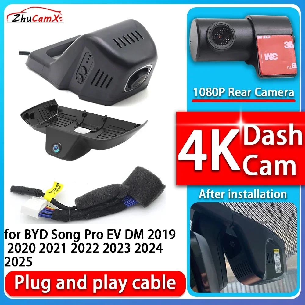 4K 2160P Camera Plug and Play Dash Cam Video Night Vision For BYD Song Pro EV DM 2019 2020 2021 2022 2023 2024 2025