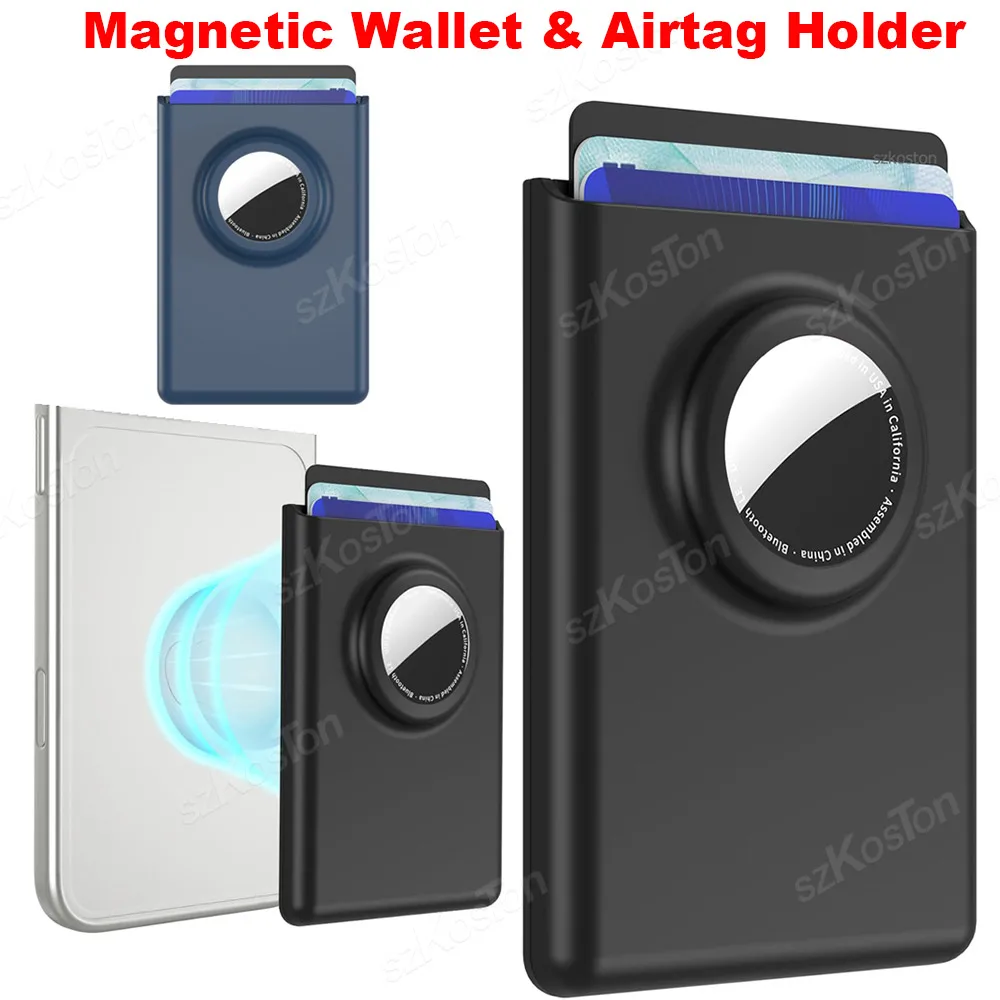 

2 in 1 For Mag-Safe Magnetic Wallet with Airtag Holder Anti-Loss Tracking Slot for iPhone 12-17Series Card Case