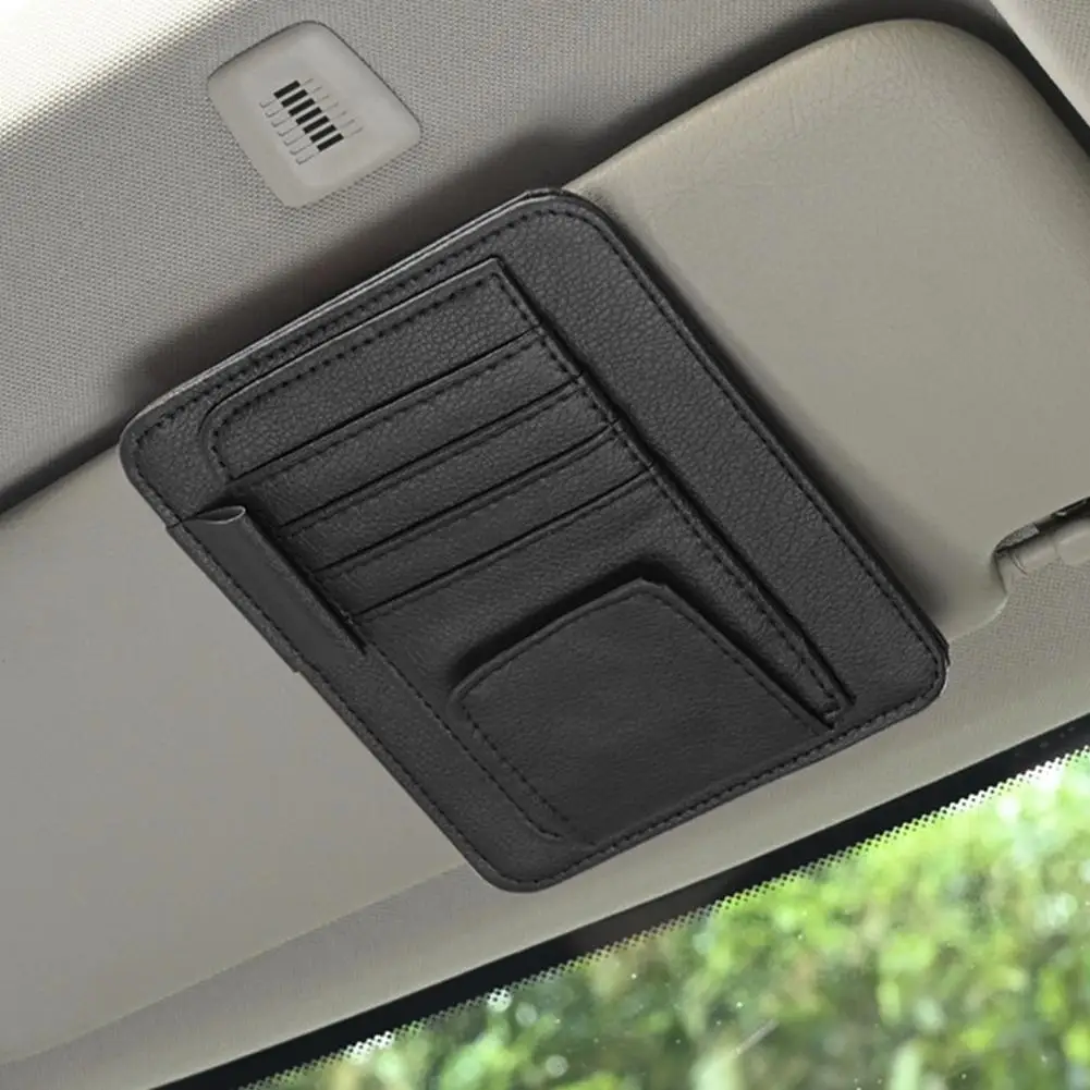 Car Sun Visor Organizer Multi-Pocket Business Card Storage Management Sunglasses Holder Visor Accessories Auto Interior