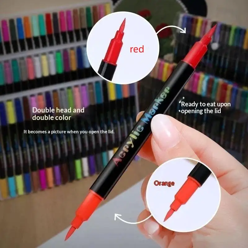 

120 Colors Dual Tip Acrylic Paint Set Perfect for Canvas Enjoy Smooth Drawing Experience