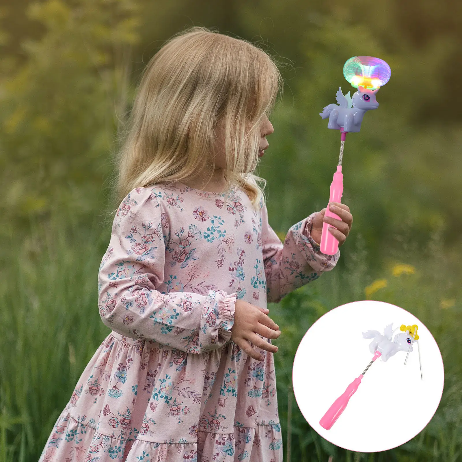 

Premium Plastic Glowing Pinwheel Wand with Bright Cartoon Horse Design Rotating Light Up Function for Kids Christmas New Year