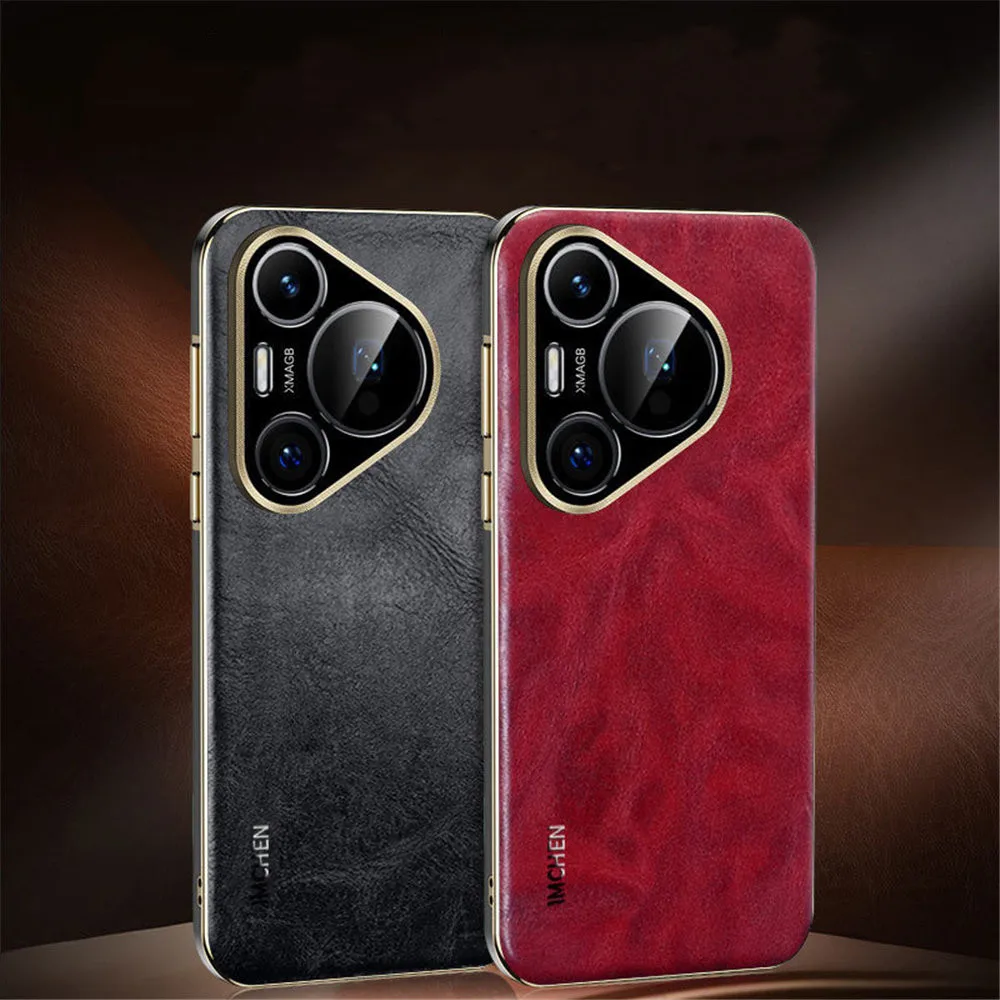 

Luxury Cowhide Leather Oil Wax Case for Huawei Pura 70 Ultra/Pura 70 Pro Business Back Cover