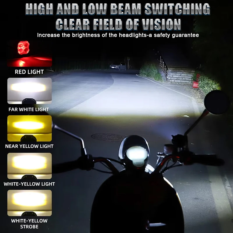 HLXG 300W 30000LM White Yellow Motorcycle Car LED Work Light Spotlight Running Light Super Bright Pod Spot Driving Fog Lamp 12V