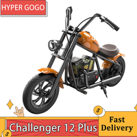 HYPER GOGO Challenger 12 Plus Electric Motorcycle for Kids 12 inch Pneumatic Tires 160W with Bluetooth Speaker Simulated Fog