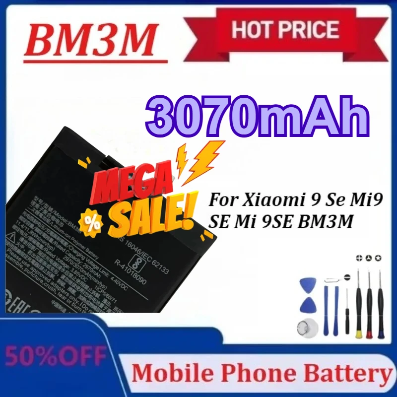 

Новый аккумулятор BM3M емкостью 3070 мАч для Xiaomi 9 Se Mi9 SE Mi 9SE BM3M, высококачественные сменные аккумуляторы большой емкости с инструментами