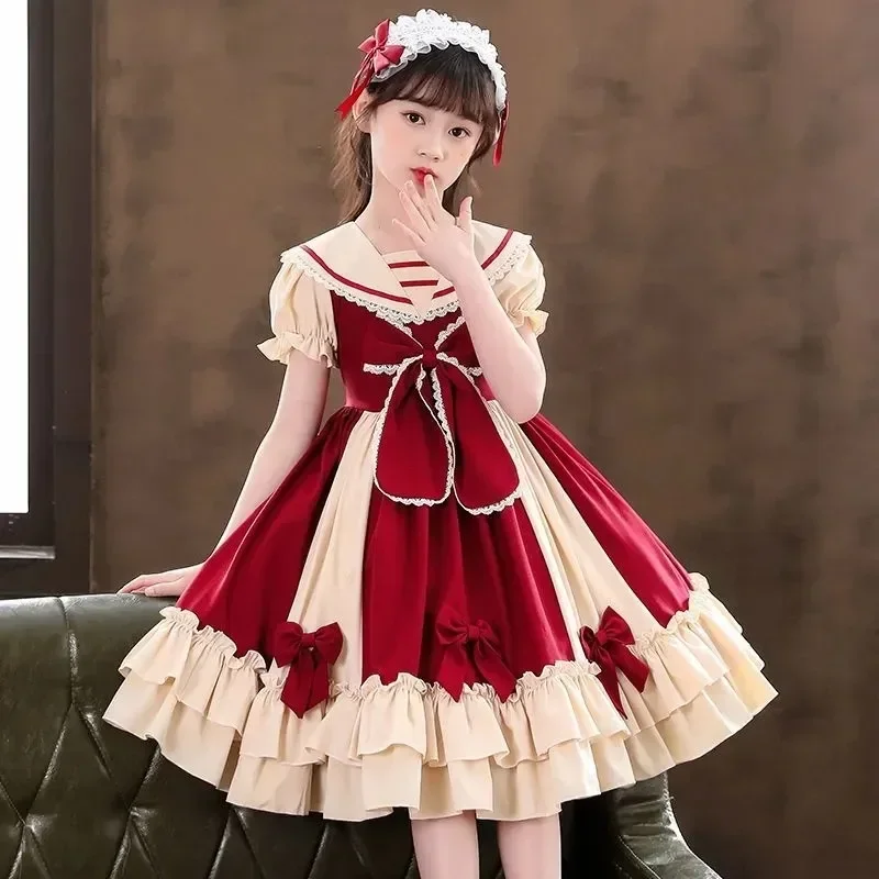 Girls Lolita  Cute Princess Dress New Children\'s Fashion Birthday Dresses Tutu Send Headpiece 3-15Y 2023