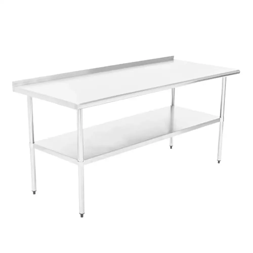 Mesa de trabajo de preparación certificada por la NSF, de acero inoxidable, para restaurante, cocina, 72x30 pulgadas, comercial, resistente, diseño fácil de usar, calibre 18