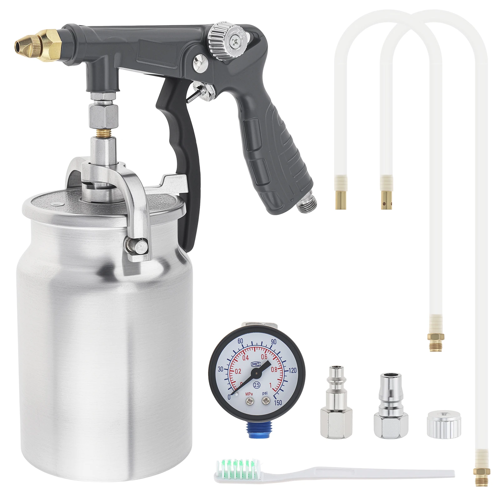 Undercoating Spray Gun for Rust Proofing Truck Bed Liner Coating Rubberized 1000mL Suction Feed Cup Fluid Film Spray Gun Kit