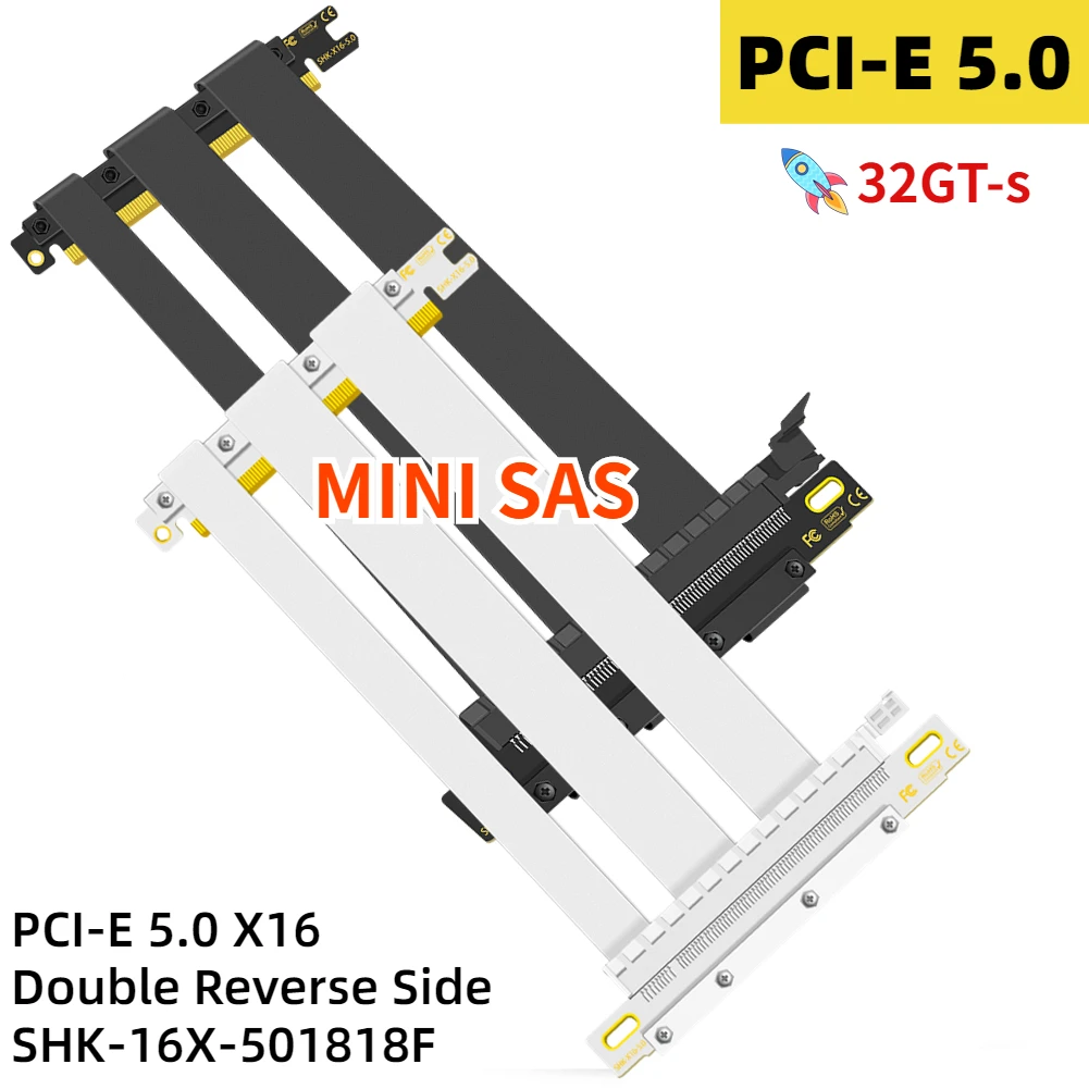 New Upgrade Gen5 PCIe Riser Cable PCI Express 5.0 x16 Dual Reverse High Speed GPU Extender Adapter ITX A4 RTX 4090 Graphics Card
