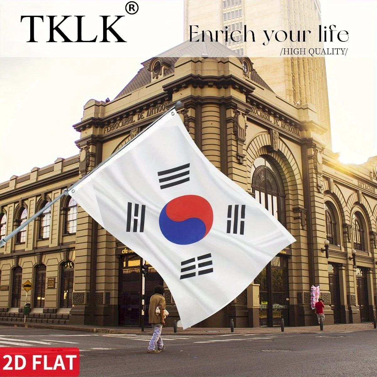 

1pc South Korea National Flag,90x150cm 3X5Ft Kor Kr Flag High Quality Polyester Large Korean National Banner For Decorations