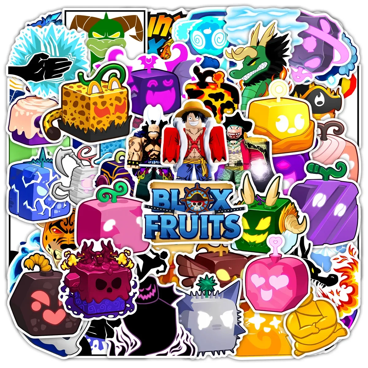

60 шт., наклейки с граффити Blox Fruits, бутылка воды, ноутбук, телефон, велосипед, чемодан, скейтборд, наклейка для детей и взрослых