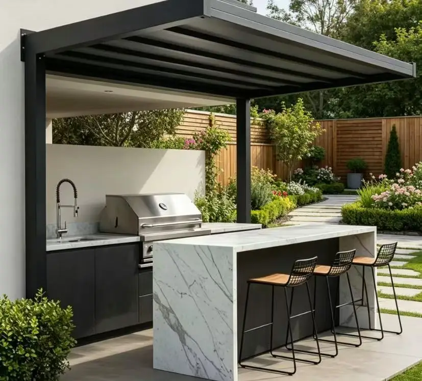 FOODLINE Matte Black Outdoor Kitchen Cabinet Module Scratch Resistant For Modern BBQ Island