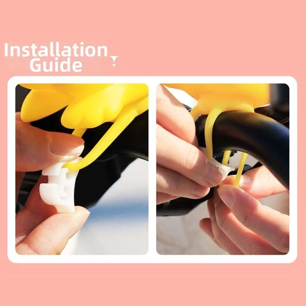1/4Pcs Sunflower Duck Handlebar Ornament Rotating Pinwheel Easy Installation Duck Bicycle Decoration Elastic Strap