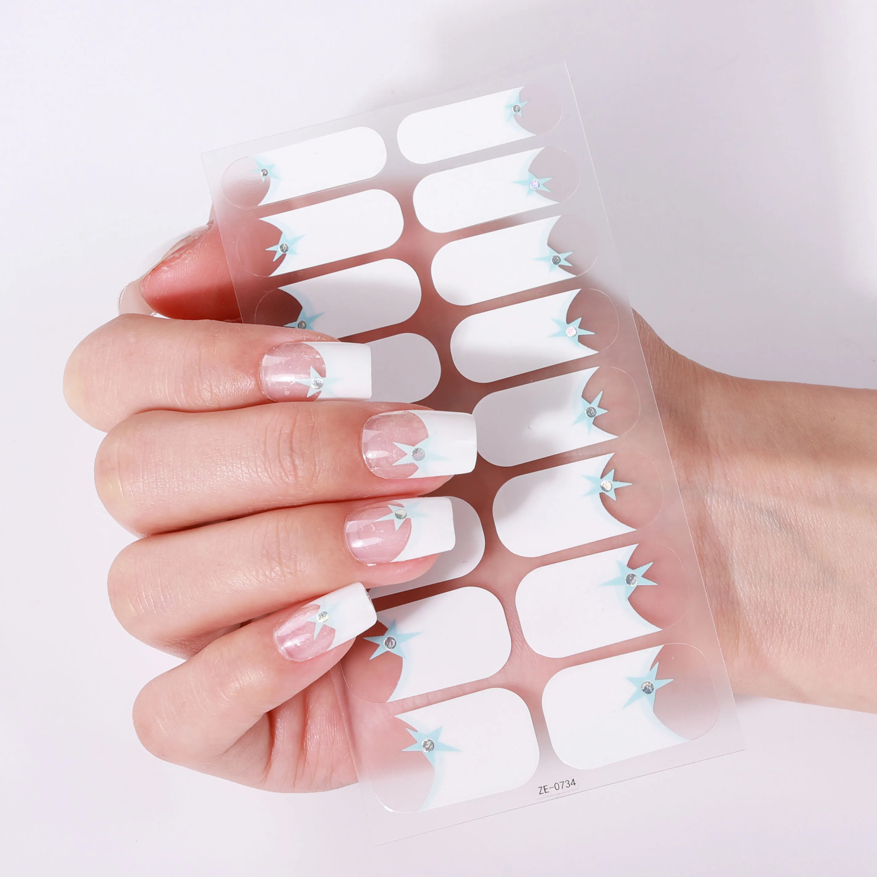 16Tips Summer Ocean Full Cover Nail Stickers Shiny Shell Mermaid Nail Polish Sticker Self Adhesive Manicure Decoration Decal