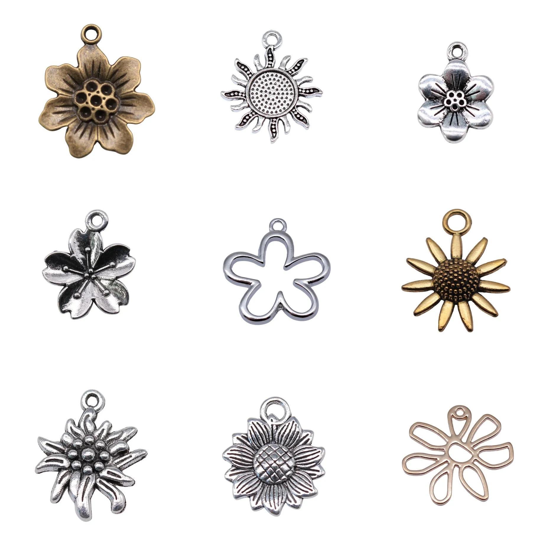 Bloom Flower Metal Charms Pendant Wedding Floral Jewelry Parts Charm Pendant For Bracelet Necklace Earring Jewelry Making Find