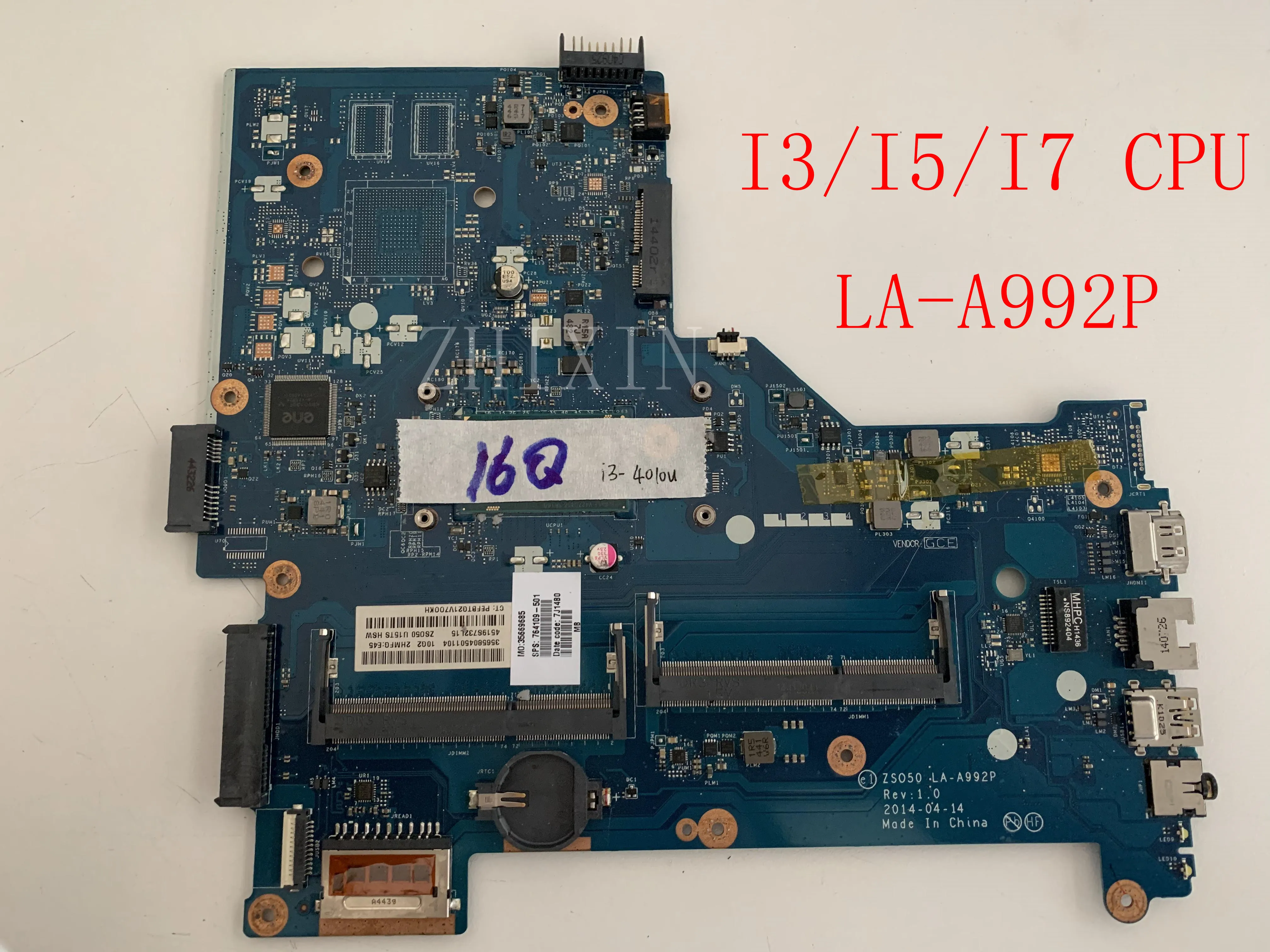 Placa-mãe para hp pavilhão 15-r 250 g3, com núcleo i5, i7, cpu, ddr3l, 779467-501, 779467-001, 760968-501, zso50 la-a992p