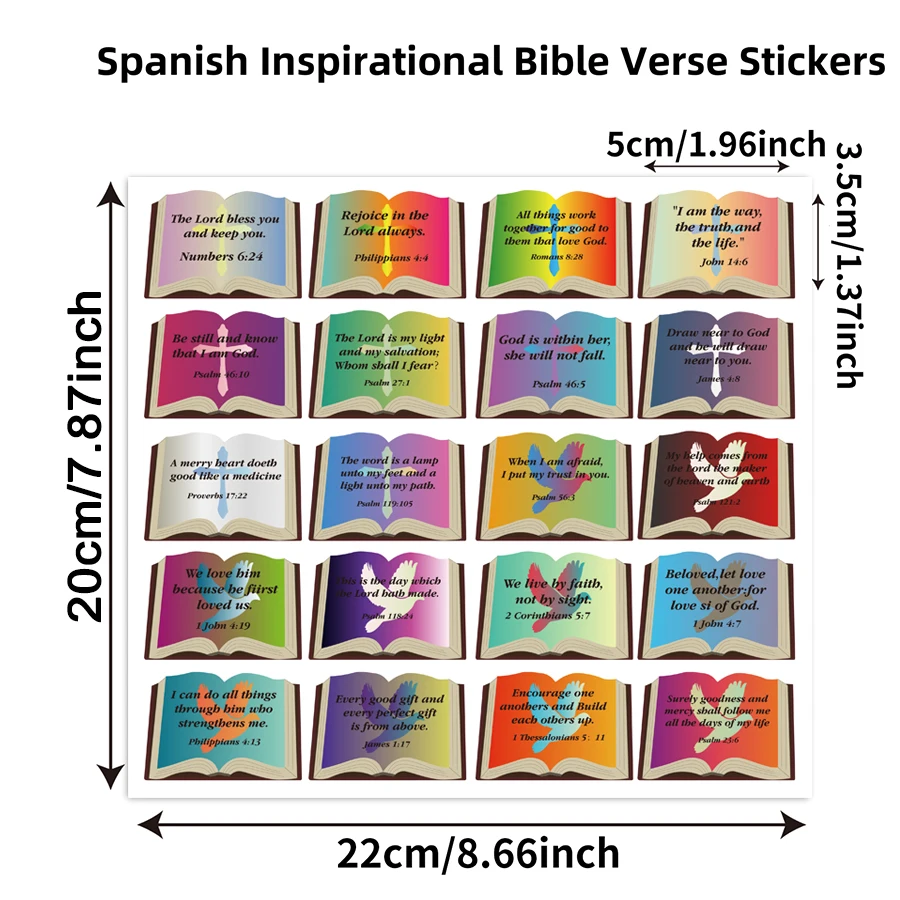 200 Pcs Bible Verse Stickers, Christian Scripture Quote Labels, 20 Designs Book Shape Faith Stickers for Journals, Scrapbooking