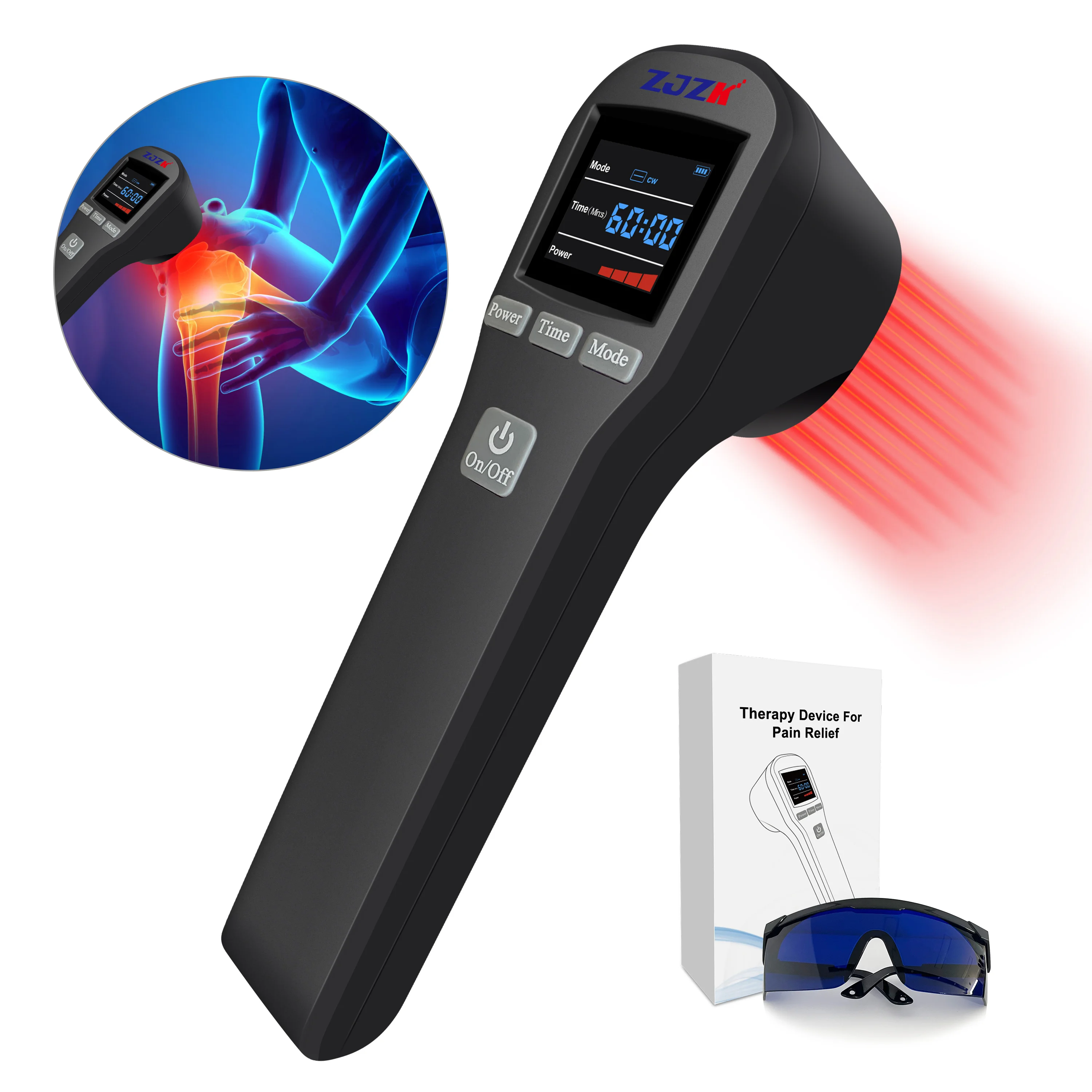 ZJZK Best Laser Therapy Lumadoc Photonic Red Laser Light Therapy Device 650nmX16Diodes+808nmX4Diodes For Pain Relief Back Pain