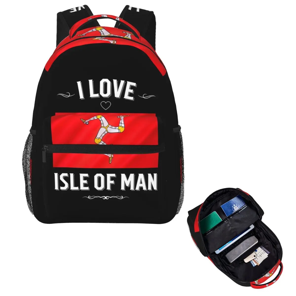 Isle Of Man Motorcycle Racing Student Backpack School Bag Hiking Travel Daypack for Men Women Fashion Bookbag Shoulder Bags