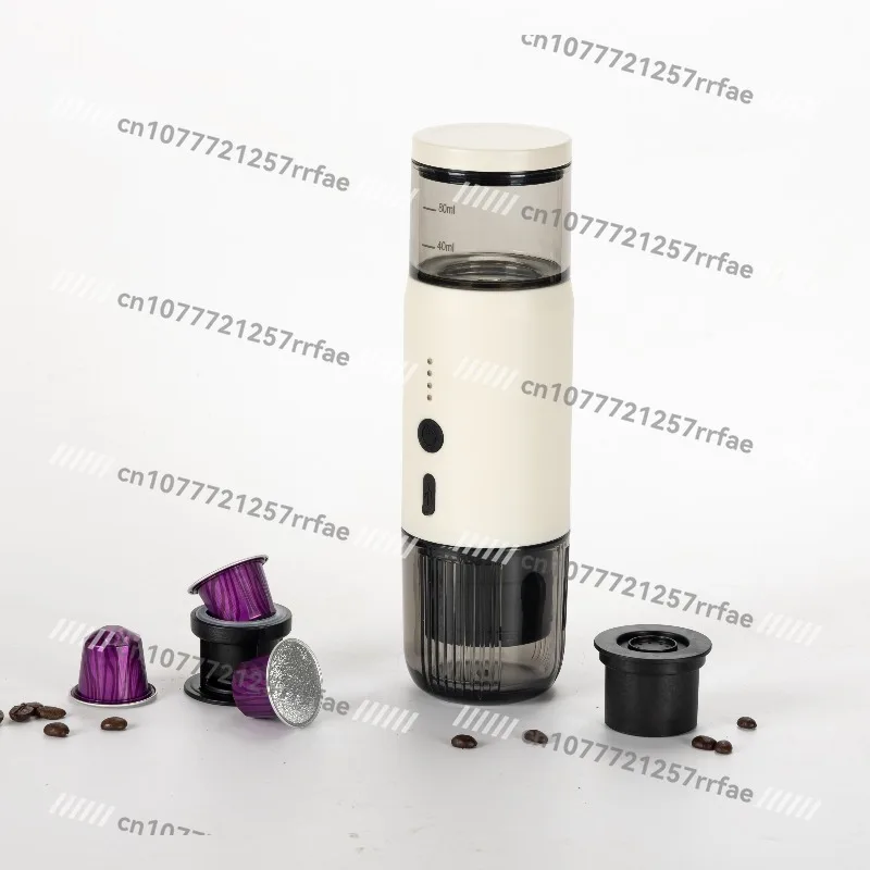 Portable espresso machine, electric coffee maker, self-heating, with USB-C, compatible with capsules and ground coffee