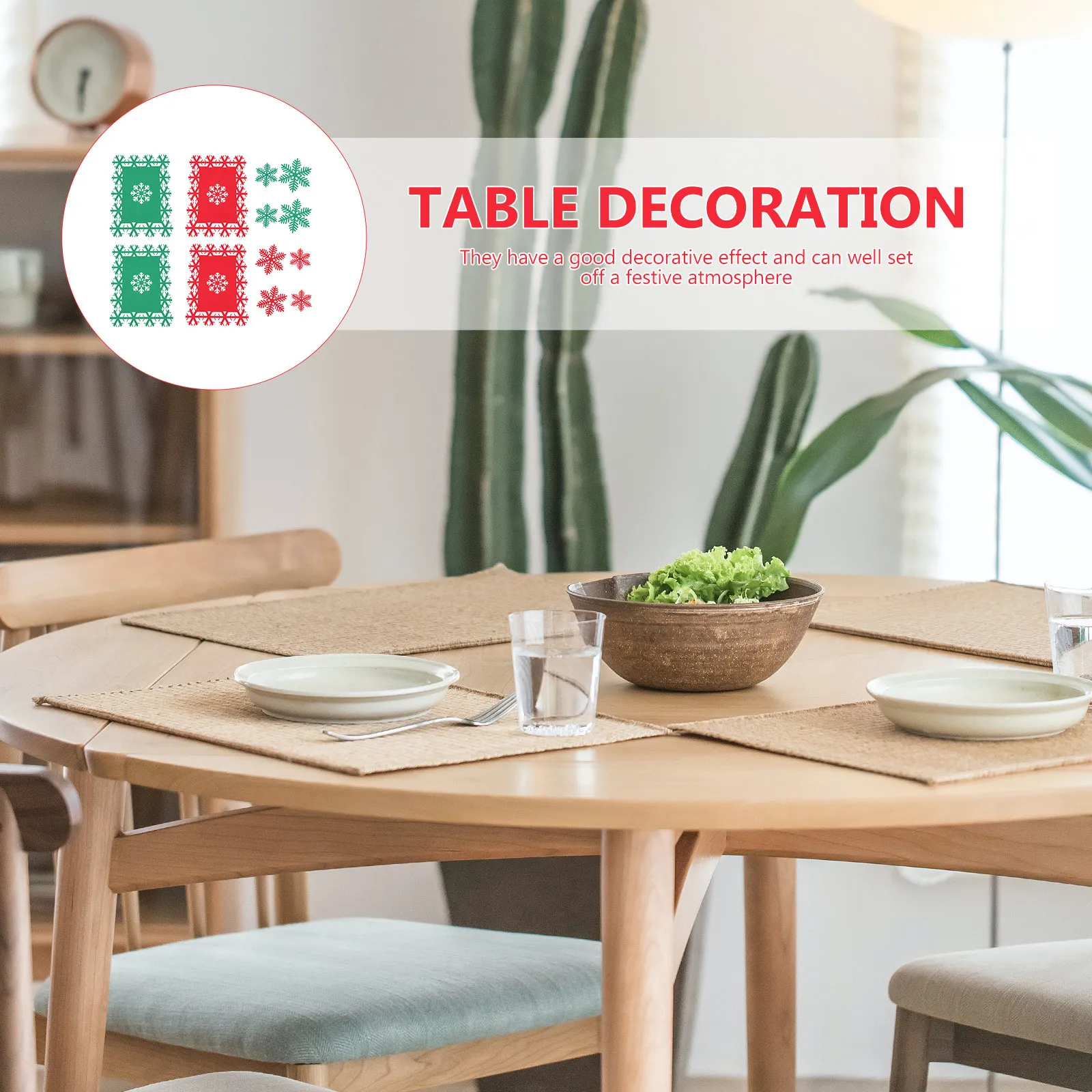 

12pcs Christmas Table Mats Placemats Cup Coasters Heat Insulation Household Felt Mats For Holiday Party Decor Table Protection