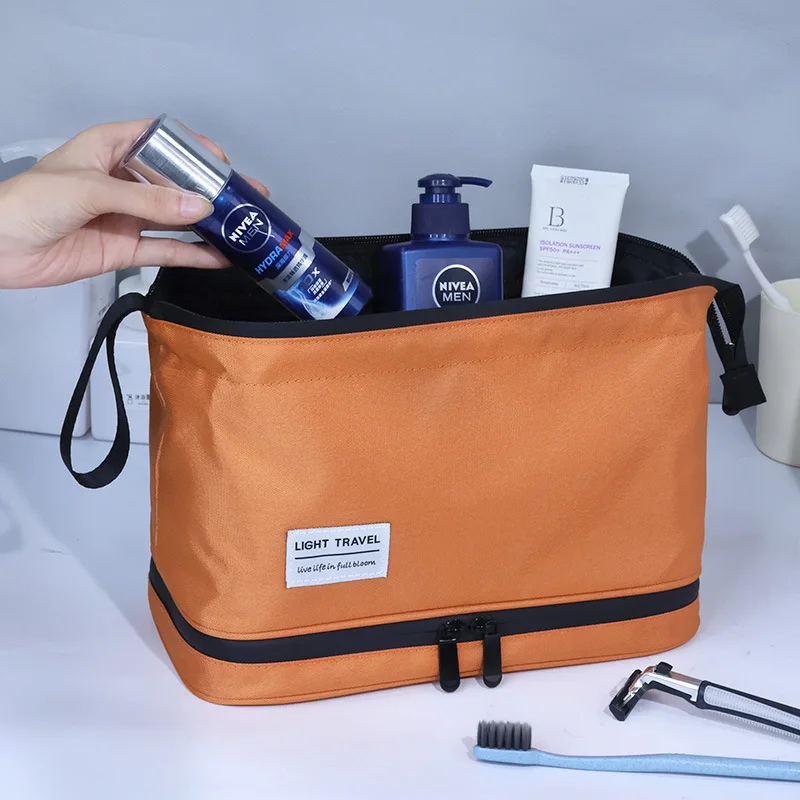 Dry wet separation men's grooming bag, portable makeup storage bag for business trips, high-value makeup bag WJ41