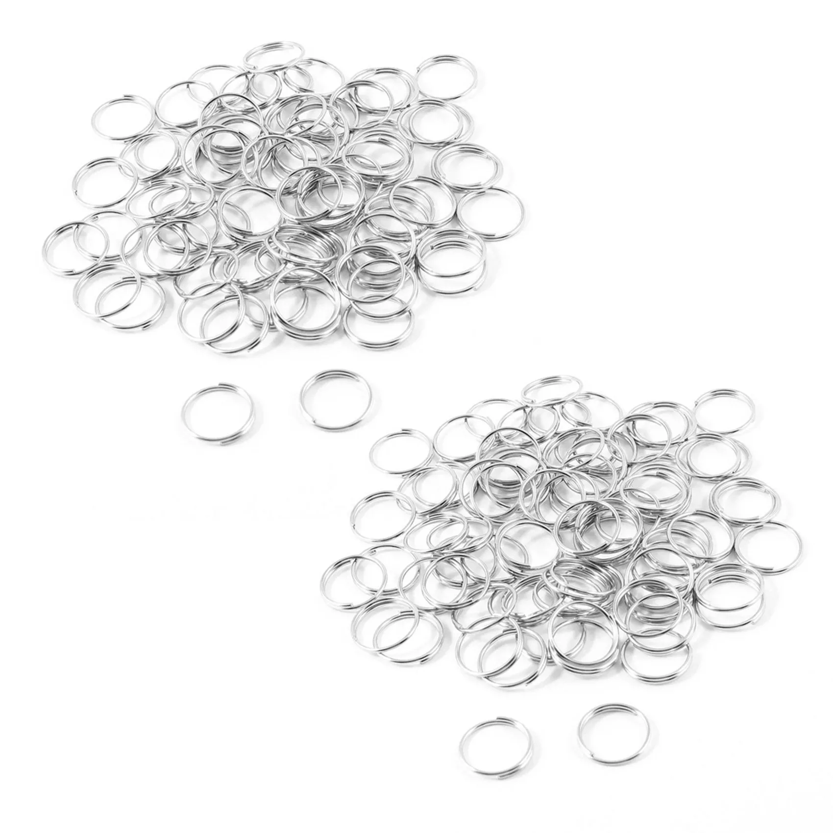AB11-10Mm Dia Silver Tone Metal Split Loop Key Rings Holders Replacement 160 Pcs