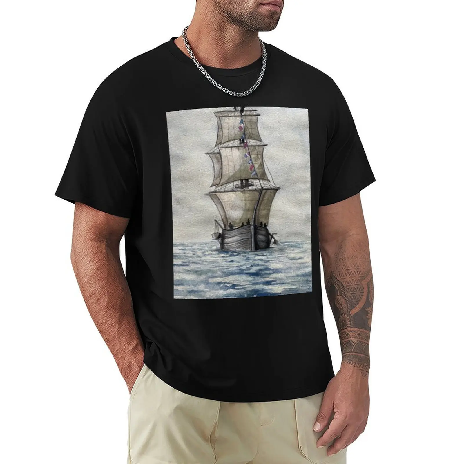 HMS Terror Watercolor T-Shirt anime graphics mens shirts graphic tee