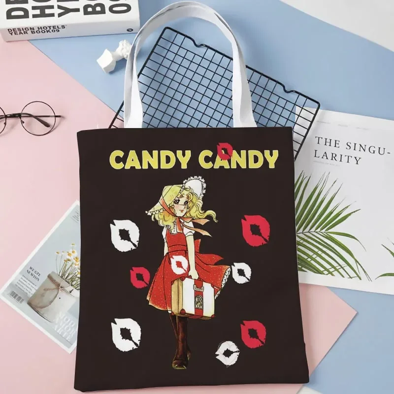 Candy Candy Gir 79 Shopping Bag College Casual Totes Women Handbag Eco Reuseable Shopper Bag Gift 30x35cm 1014