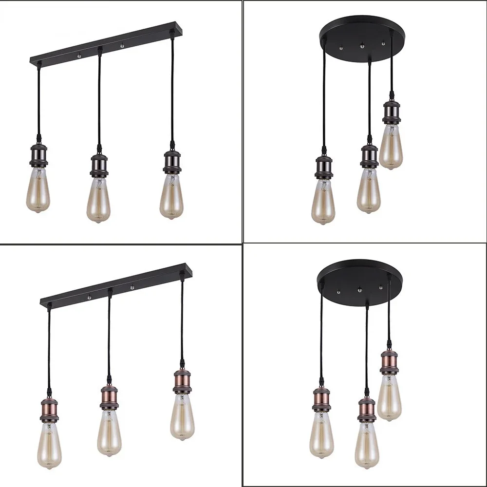 

Retro Industrial Loft LED Bar Pendent Lamp E27 Socket Pendant lights Aluminum Dining Room Pendent Lights Kitchen Hanging Lamps