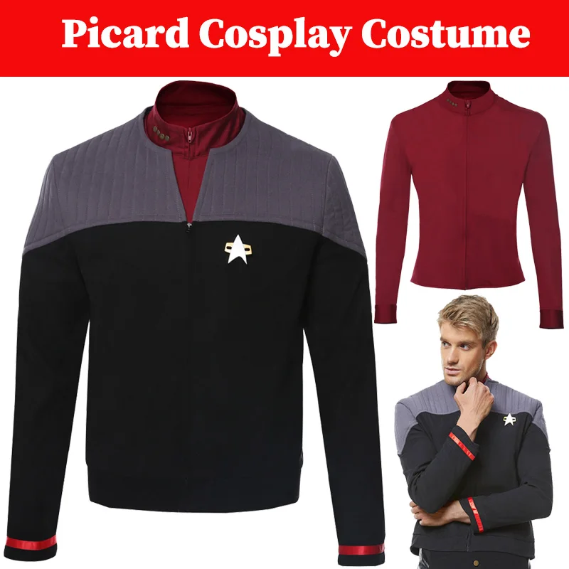 

Picard Cosplay Top Costume TV Space Travel Roleplay Shirts Coat Outfits Men Disguise Halloween Carnival Party Suits Male