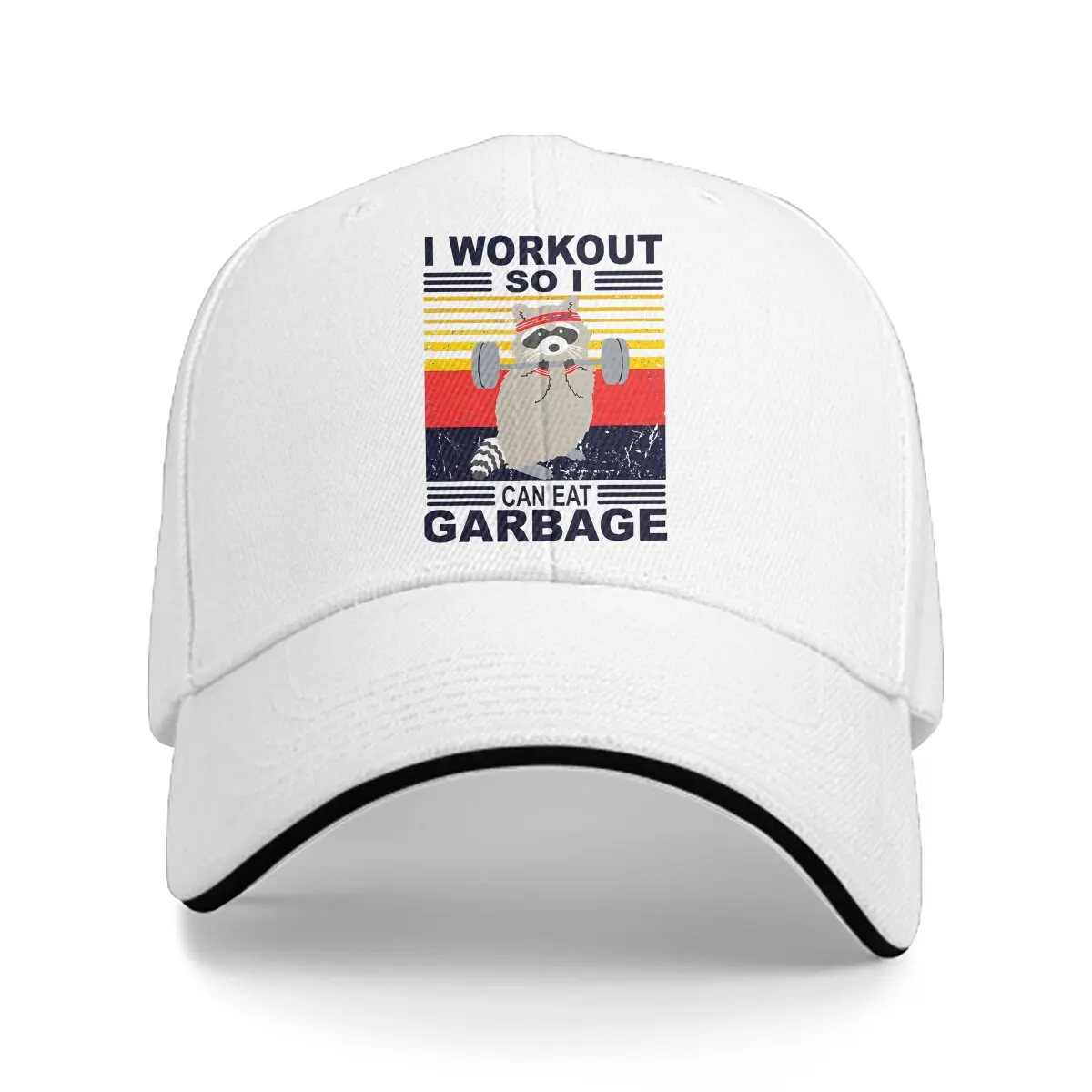 

Pure Color Dad Hats I workout So I Can Eat Garbage Men's Hat Sun Visor Baseball Caps Raccoon Lover Peaked Cap