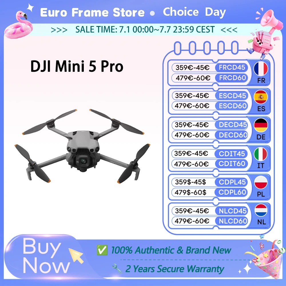 Drone DJI Mini 5 Pro ultra-léger et pliable avec caméra 1 pouce CMOS omnidirectionnel détection d'obstacles Active Mini 5 Pro