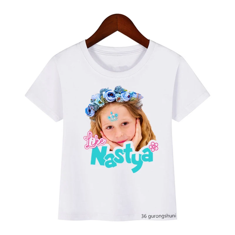 Kawaii Girls T-Shirts Cute Like Nastya Kids Tshirt Summer Girls Clothes Children's T Shirts White Pink Short sleeve Tops 3-13Y