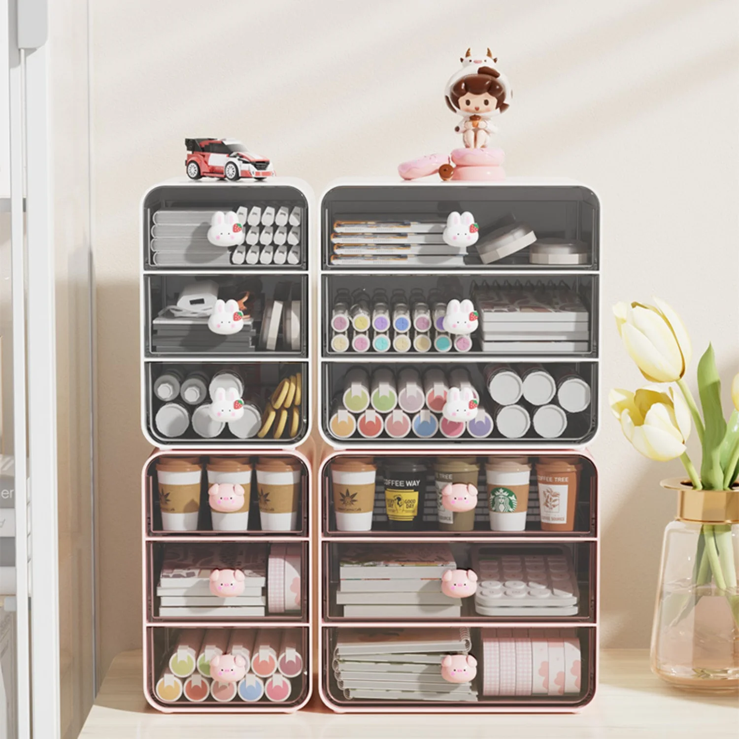 

Desktop Drawer Box Desk Pen Holder Hair Accessories Storage Shelf Cosmetic Stationery Storage Box Home School Office Organizer