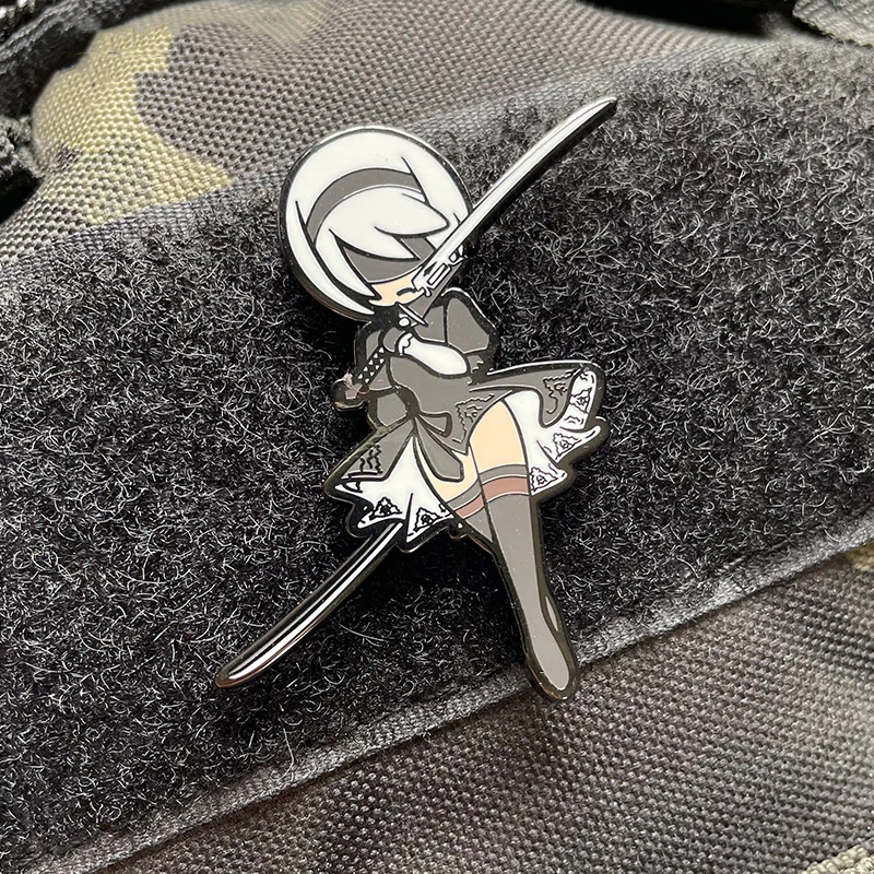 Yurha 2B Parche Metal Anime Chica Mecánica – Insignia Táctica - imagen 3