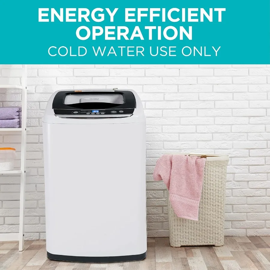 0.9 Cu. Ft. Portable Washer 6.6 lb Capacity for Homes Apartments 5 Wash Cycles Quick Connect Sink Adapter and Drain Hose Includ