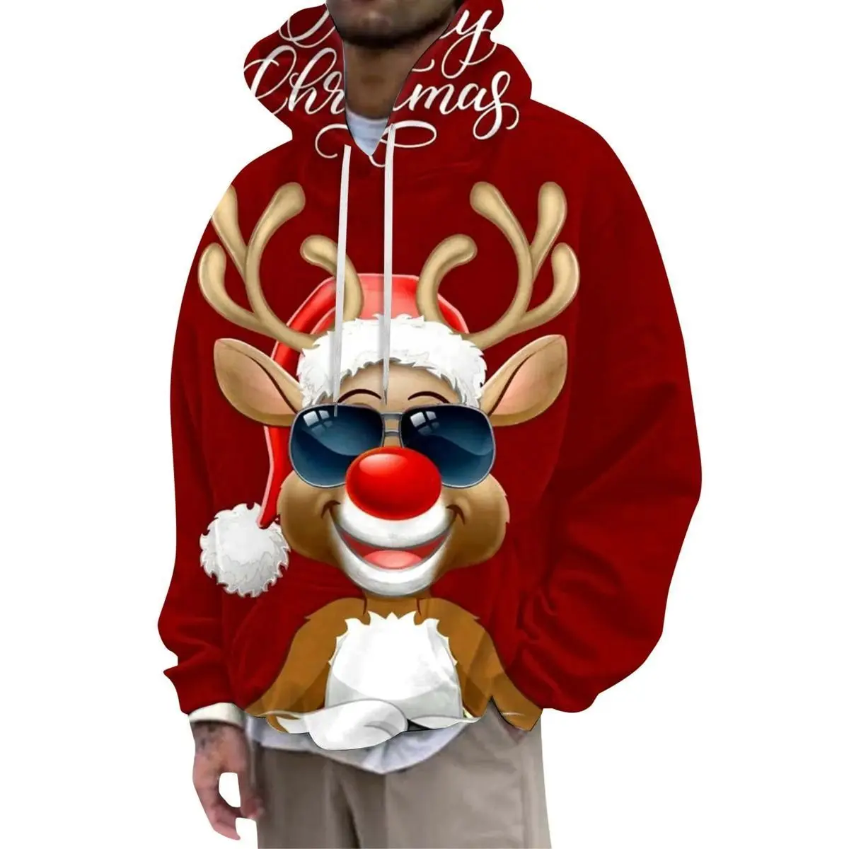 

2024 Новая рождественская толстовка с 3D принтом, пуловер с рождественскими узорами с цифровым принтом, весенне-осенняя повседневная уличная толстовка с капюшоном