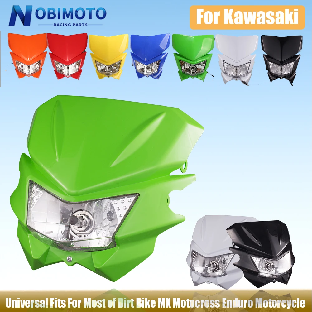 Motorcycle Universal Headlight 12V 35W H4 Headlight Fairing For KLX KX 110 WR450F WR250F Headlight Headlamp Dirt Bikes Off Road