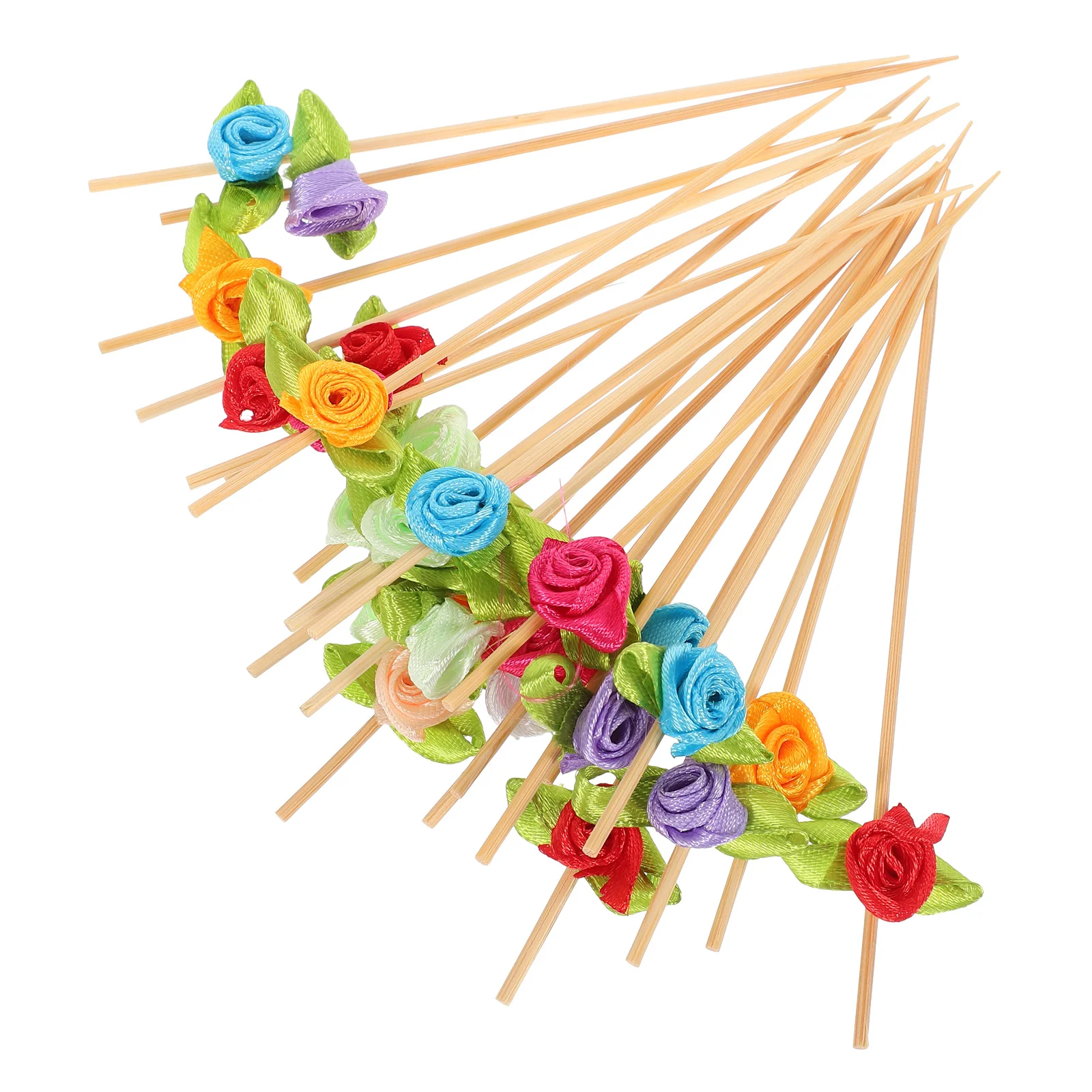 

100Pcs Rose Flower Bamboo Cocktail Picks Skewers Fancy Toothpicks for Appetizers Fruits Snacks Party Supplies Cocktail Picks